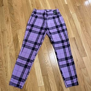 NWT New York & Company High waist purple plaid stretch ankle pants. Size Small